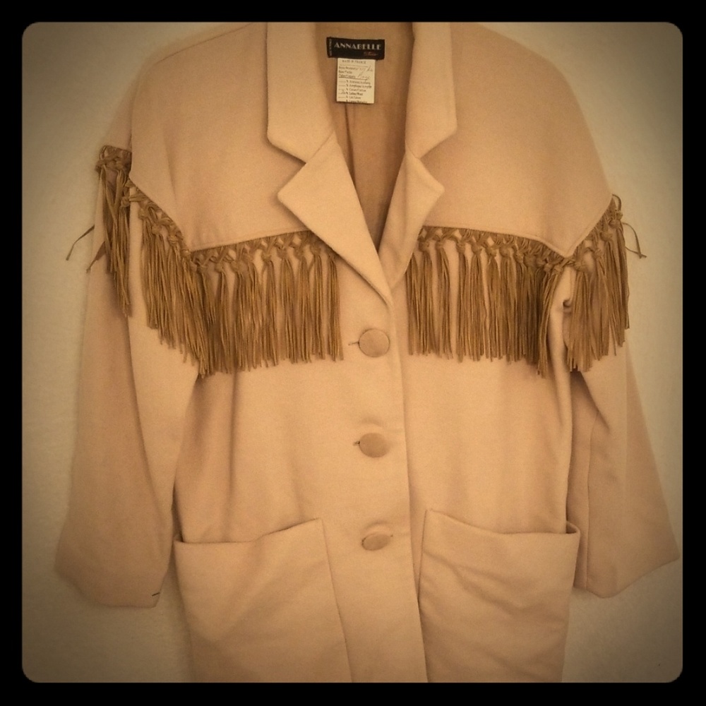 French Vintage Fringe Wool Coat